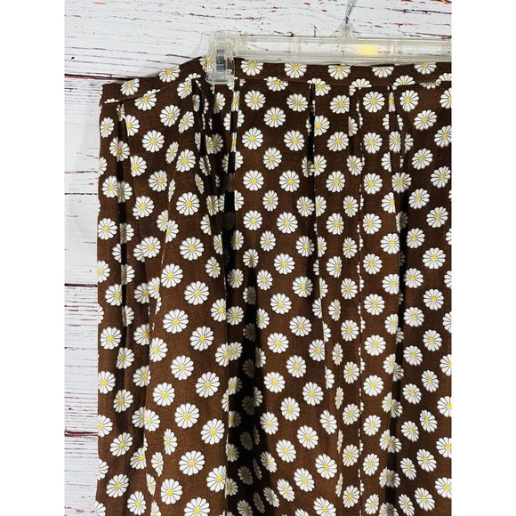 Daisy Flower Skirt Brown Floral Vintage Womens Plus Size 3X Mod Handmade Zipper - Picture 3 of 14